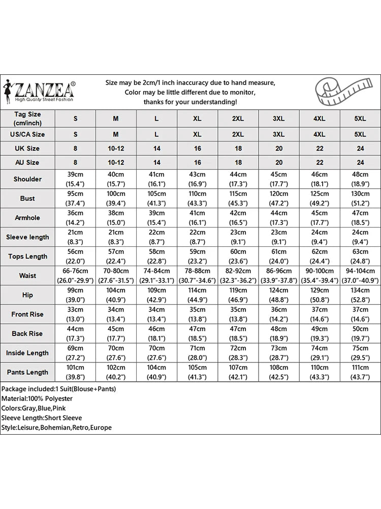 Fashion Summer 2PCS Outfits ZANZEA Women Pant Sets Short Sleeve Buttons Tops Suit Casual Solid Work OL Tracksuits Matching Sets