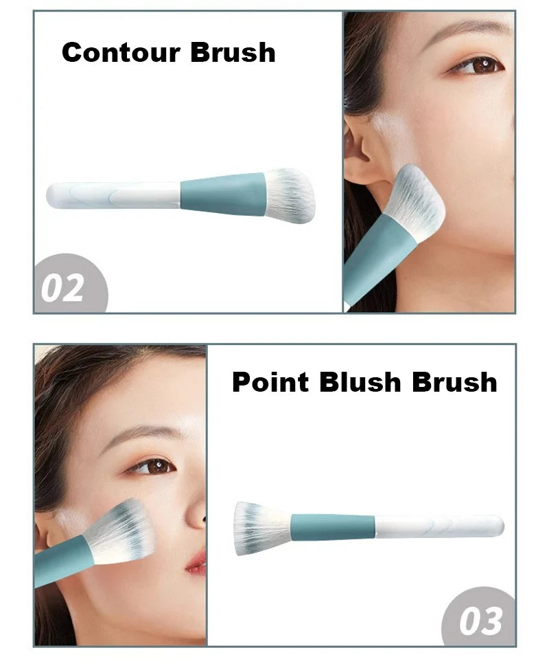 12pcs Makeup Brushes Set Portable Foundation Powder Blending Blush Concealer Synthetic Fiber Bristle Brush Blending Makeup Brush