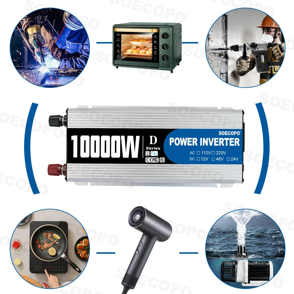 SOECOPO 10000W High-Efficiency Solar Kit 2x800W Panels 100A Controller 12V to 110V 220V Inverter for Boat RV Camping Off-Grid