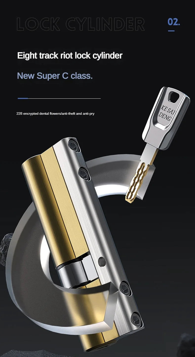 High Quality European Standard Cylinder Super C-level Anti-theft Door All Copper Lock Core, Household All Metal 8pcs Master Keys