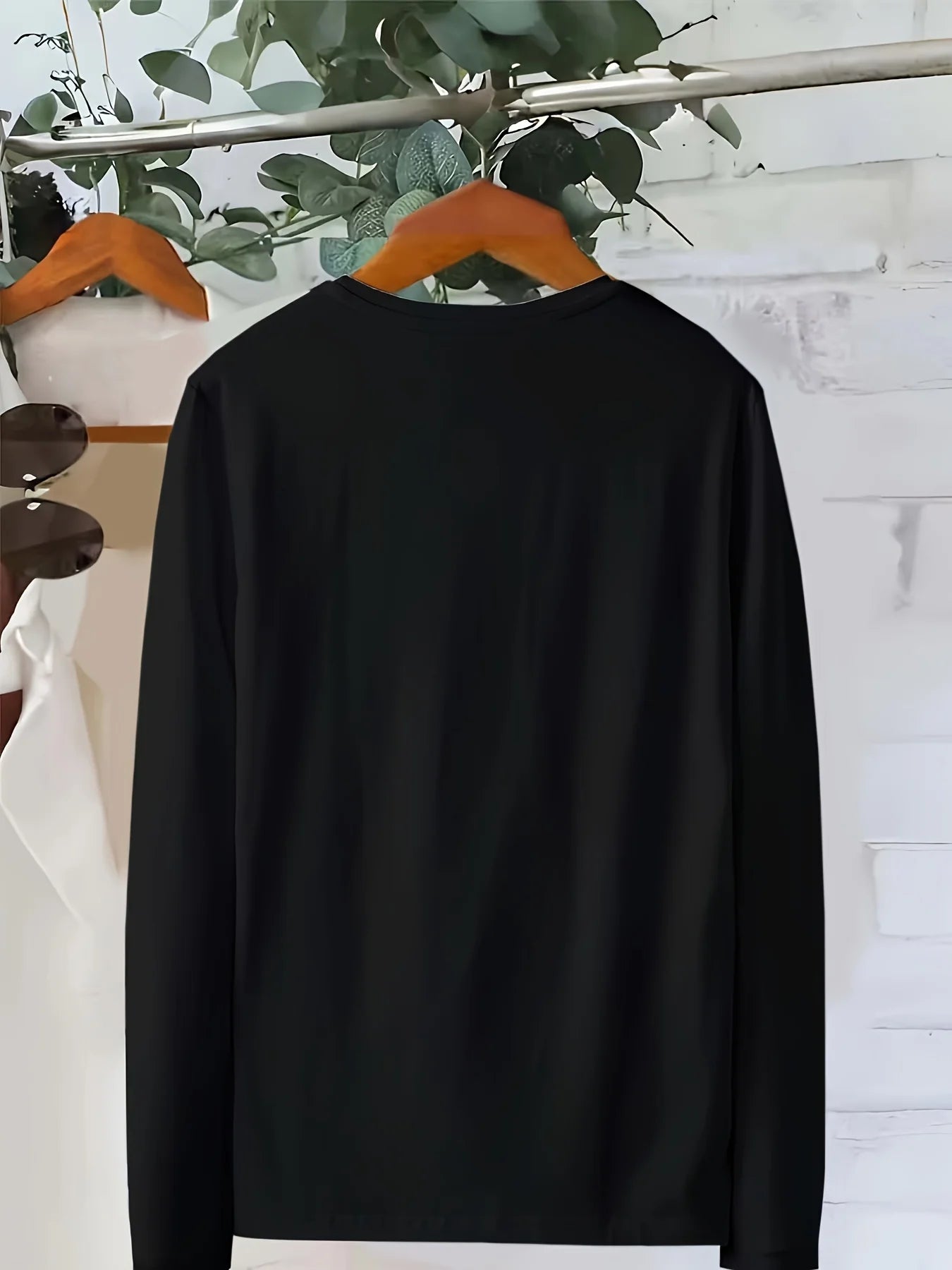 Women's Spring and Autumn 100% Cotton Fashion Casual Loose Christmas Deer Pattern Printed Round Neck Long Sleeve T-shirt Top