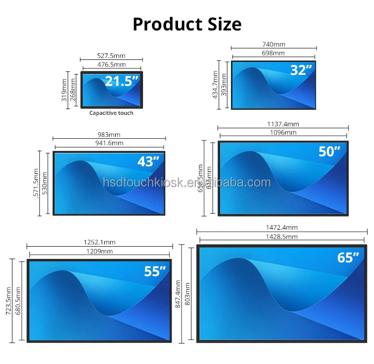 21.5/32/43 Inch Indoor ultra Thin Digital Lcd Display Wall Mounted Touch Screen Monitor Advertising Player