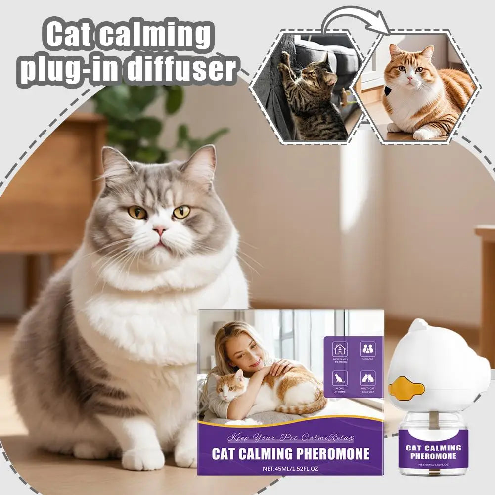 Pheromone Diffuser for Cats Pet Emotional Soothing Device Electric Plug-In Relieve Anxiety Reduce Scratching Calming Spray