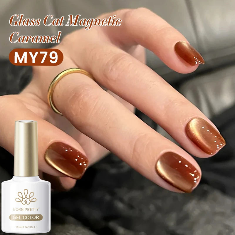 BORN PRETTY 10ml Grey Glass Bead Cat Magnetic Gel Nail Polish Black Nails Nail Art Manicure Semi Permanent Soak Off UV Gel