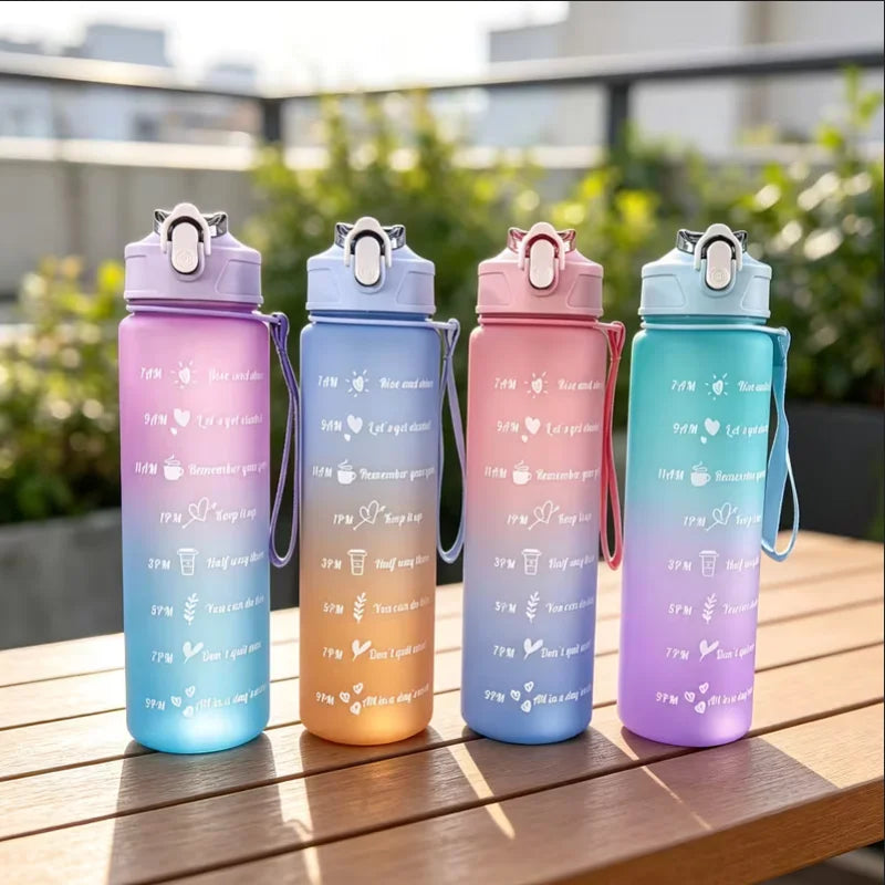 Sports Water Bottle with Time-Tracking Straw Leak Proof Locking Flip Cover for Easy Carry Ideal for Outdoor Adventures