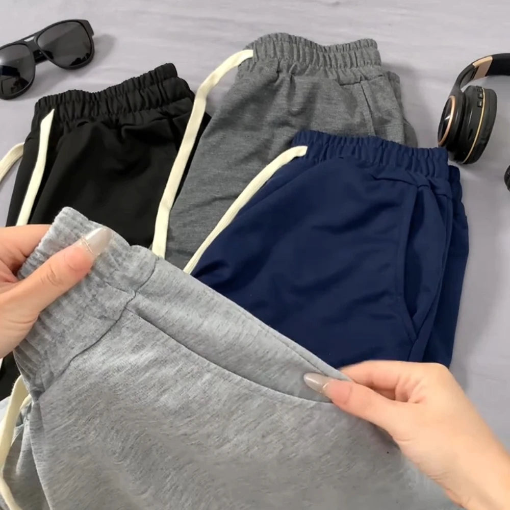 Comfortable Fitness Mens Summer Casual Shorts Drawstring Athletic Shorts Loose Women Cotton Sweatpants Sports Jogging Beach Pant