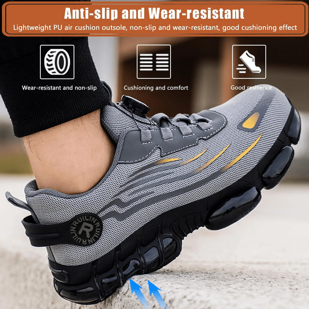 Indestructible Steel Toe Protective Safety Shoes Slip Resistant Abrasion Resistant Work Shoes Men Tough Comfortable Sneaker ﻿