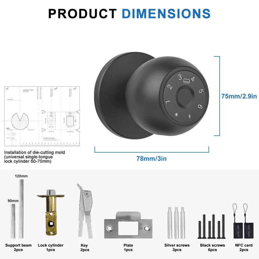 Door Lock Smart Tuya Smart Devices Bluetooth Biometric Fingerprint Door Handle Security Protection Smart Home System