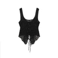 Sexy Lace Up Ruffles Women Vest Slim See Through Hollow Out Slash Neck Sling Female Top 2025 Summer Beach Lady Clothes