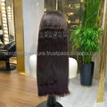 Lace Front Remy Indian Virgin Human Hair Wig Straight Natural Wave Soft Natural Color