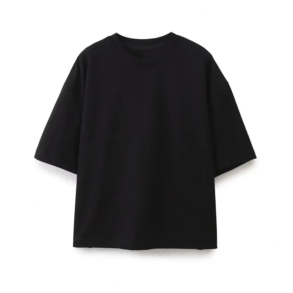 HH 2024 Women's Solid Casual T Shirts Pant Set Short Sleeves O-Neck T-Shirt Top+Lace-up Loose Side Pockets Straight Pant