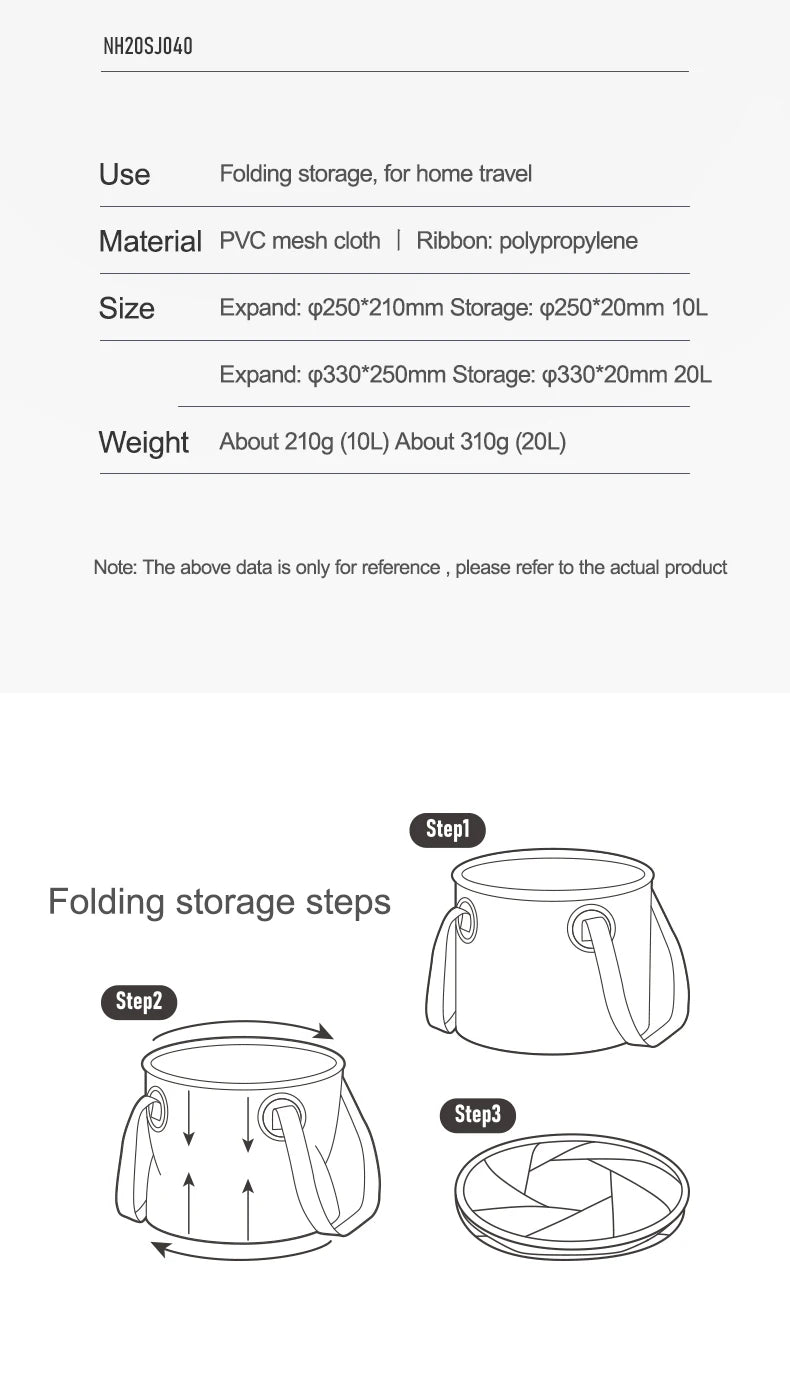 Naturehike Outdoor Camping Portable Waterproof Foldable Round Bucket Travel Wash Basin Camping Gear Multitool