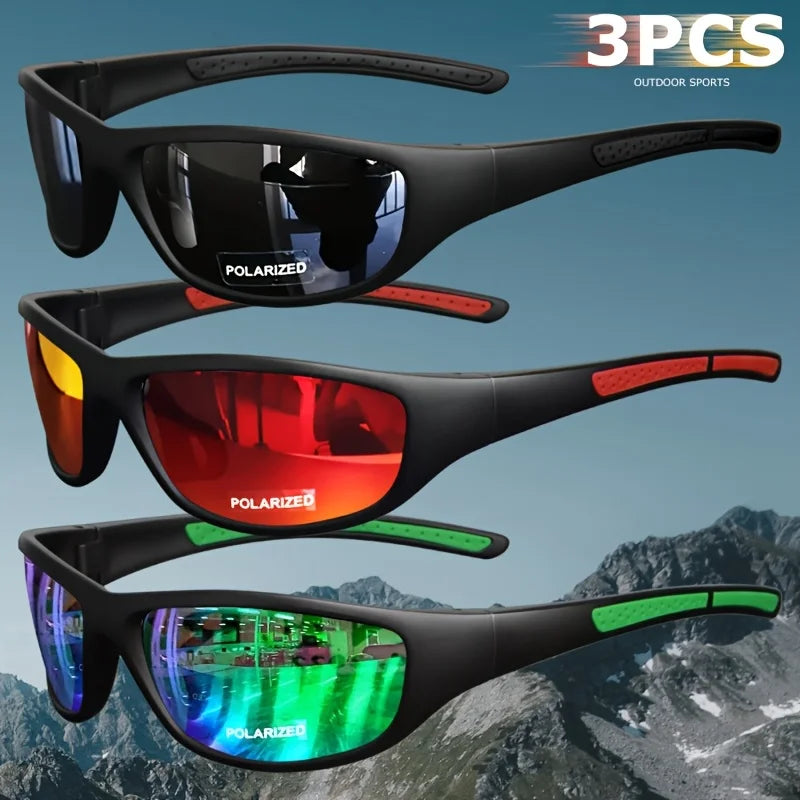 1/3PCS Polarized Sports Sunglasses Set High-Quality Photochromic Wraparound Lenses for Cycling Fishing Driving Night Vision, UV