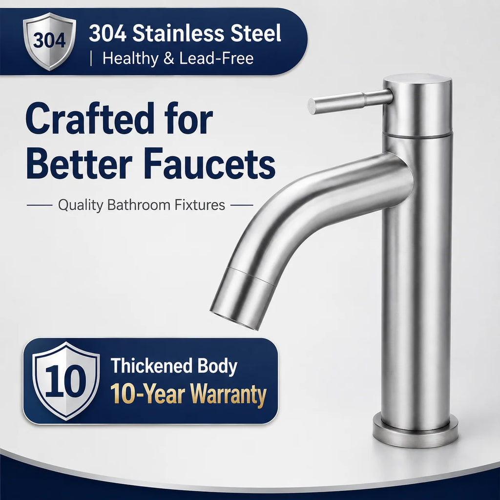 Stainless Steel Bathroom Faucet Hot Cold Water Mixer Tap Basin Faucet Matte Black Silver Single Handle Sink Taps