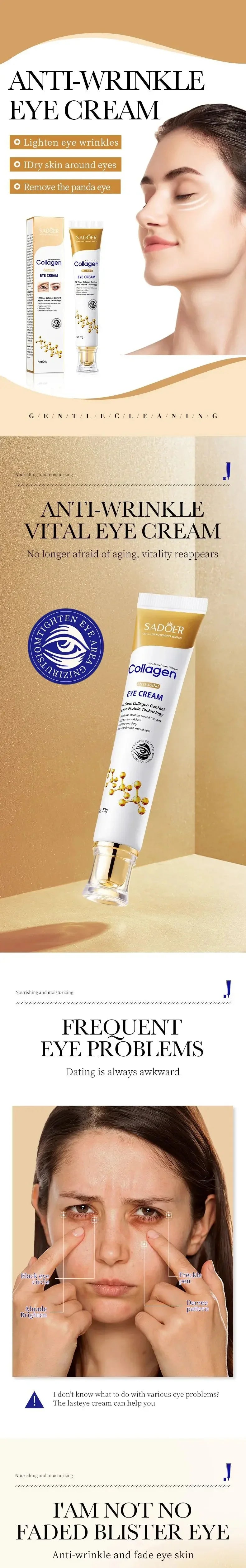 Fast Instant Eye Bag Removal Cream Collagen Removal Wrinkles Firming Skin Fade Fine Lines Brighten Dark Circle Remove Eye Care