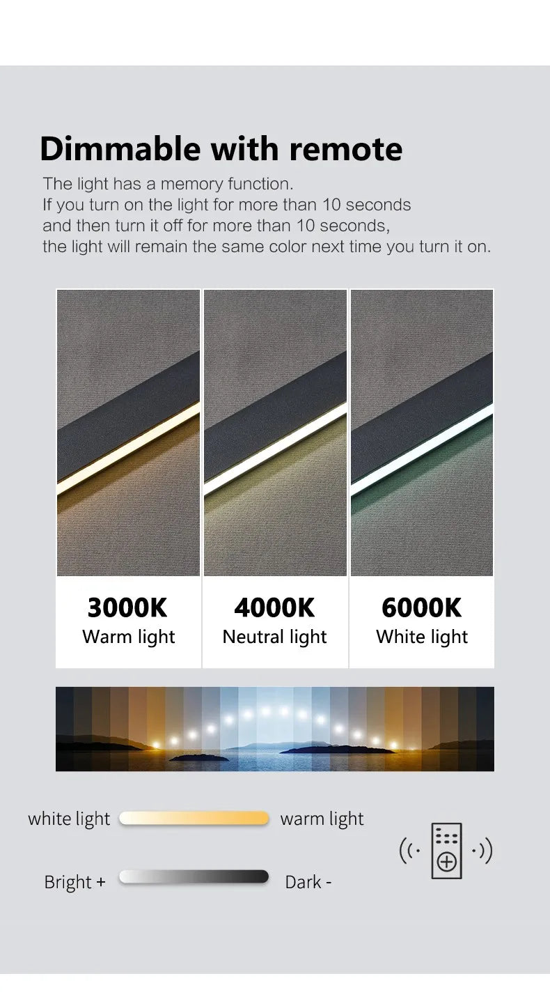 Modern light creative bar counter strip designer lamps LED Pendant Light  for Dining Table Kitchen Chandelier Memory Function
