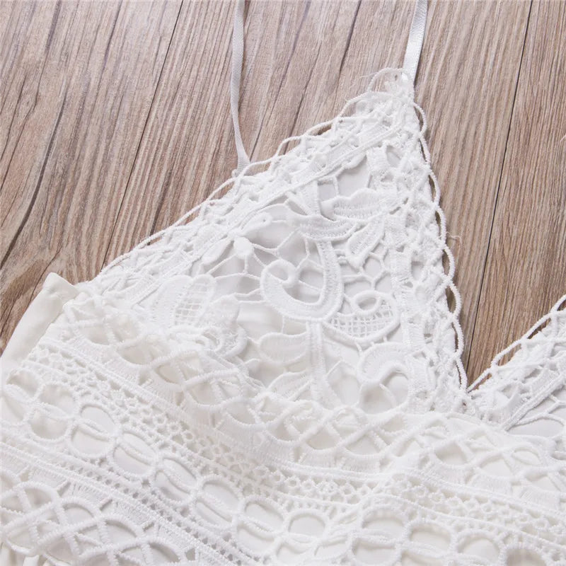 New Women Party Lace Flower Backless Mini Dress Summer Sexy Sling Spaghetti straps Deep V Neck Wedding Club Vestidos