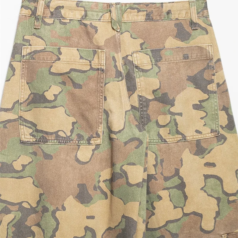 Camo Print Drawstring Waist Women Pants Wide Leg Loose Cut Drawstring Hem Relaxed Fit Casual Trouser Streetwear 2026 New Fashion
