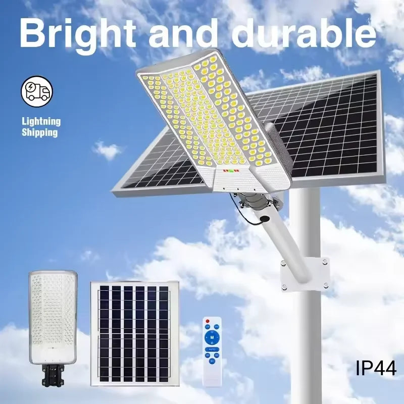 Solar Street Light 6500W 15000mAh 7500k Dusk To Dawn Solar Lights Automatic Dusk To Dawn with Control for Yard, Garden, Patio