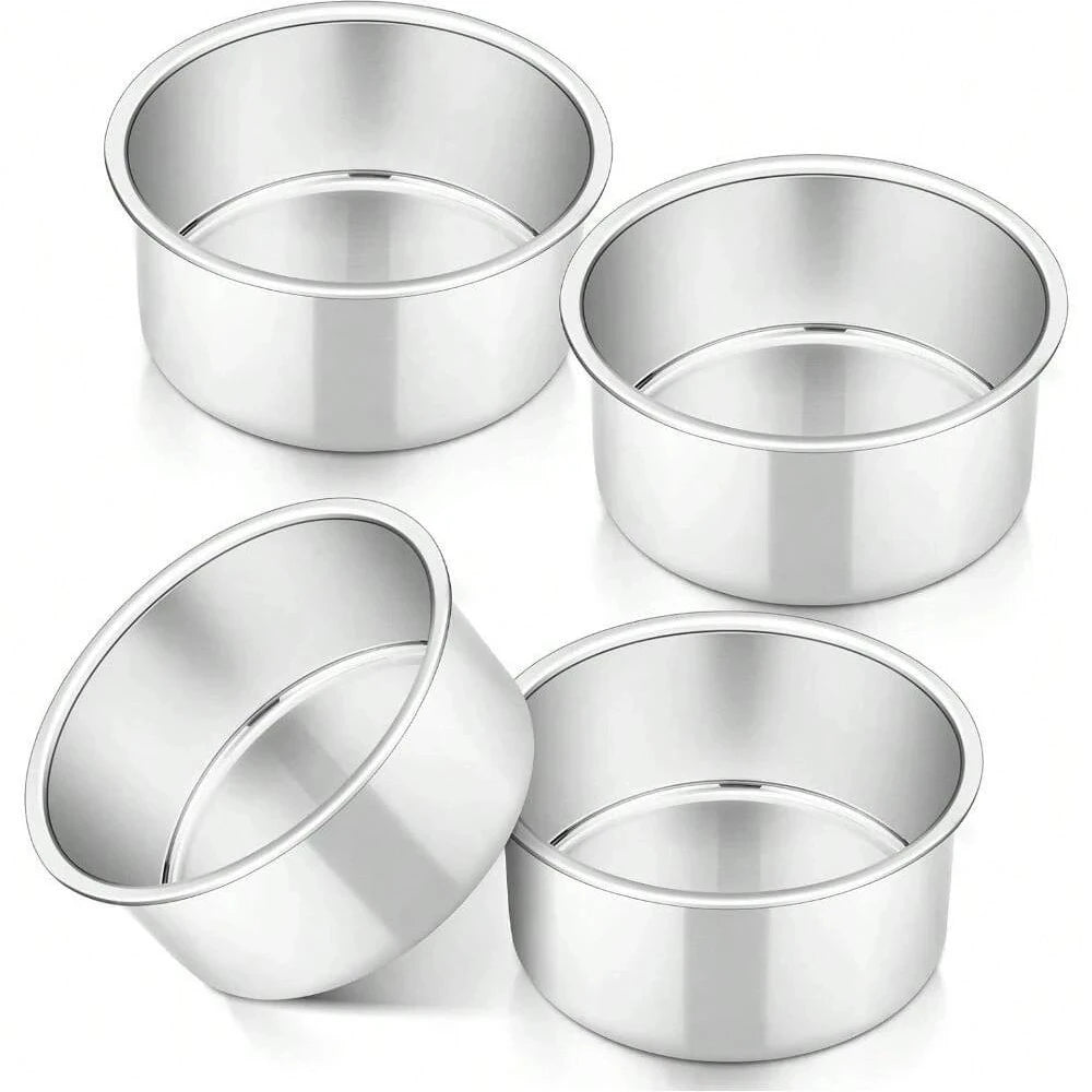 1/2/4/6pcs Fixed 4-Inch Cake Mold Aluminum Solid Base Small Cake Pan Reusable Round Cake Tins Kitchen Gadgets Perfect For Baking