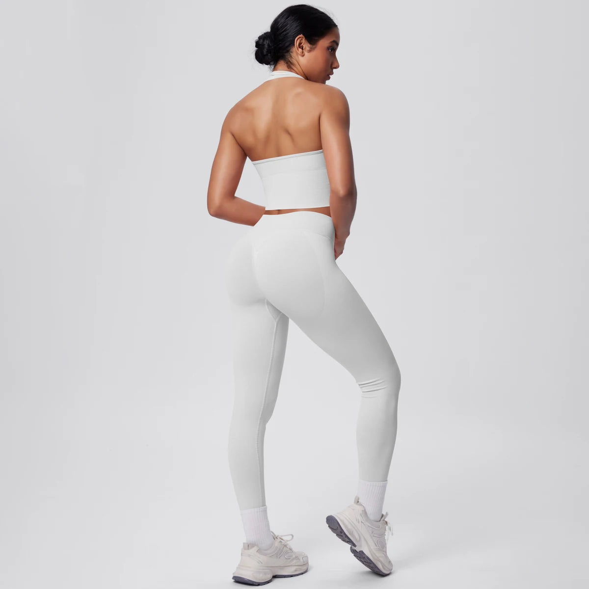 Rooftrellen 2PCS/set Women Gym Sports Yoga Set Breathable Shockproof Workout Top Backless Bra Push Up Fitness Pants Yoga Set