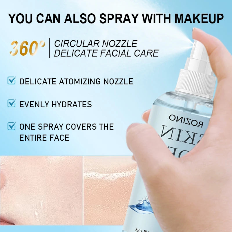 Deeply moisturizing facial care spray, anti-aging skincare, tightens and evens skin tone, smoothes wrinkles, and makes the skin look brighter