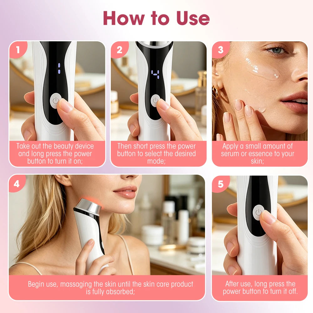 4-in-1 Facial Massager Beauty Device with Microcurrent, LED Light Therapy for Anti Aging Skin Care and Lifting