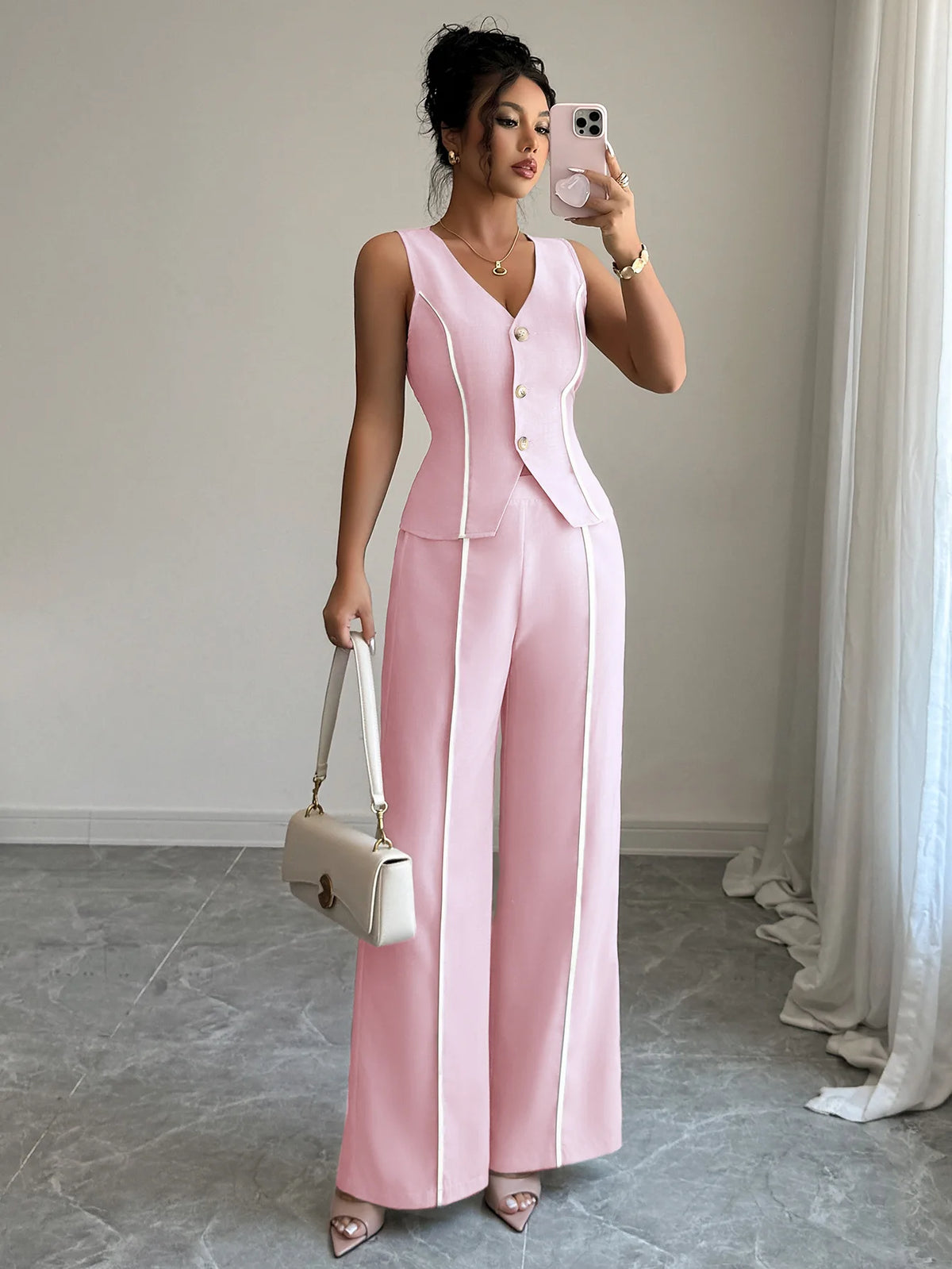 Women's 2026 Spring/summer Casual Chic Urban Hot Girl Color-block Sleeveless Blazer Set Wedding Dress Femme Clothes Lace Beach