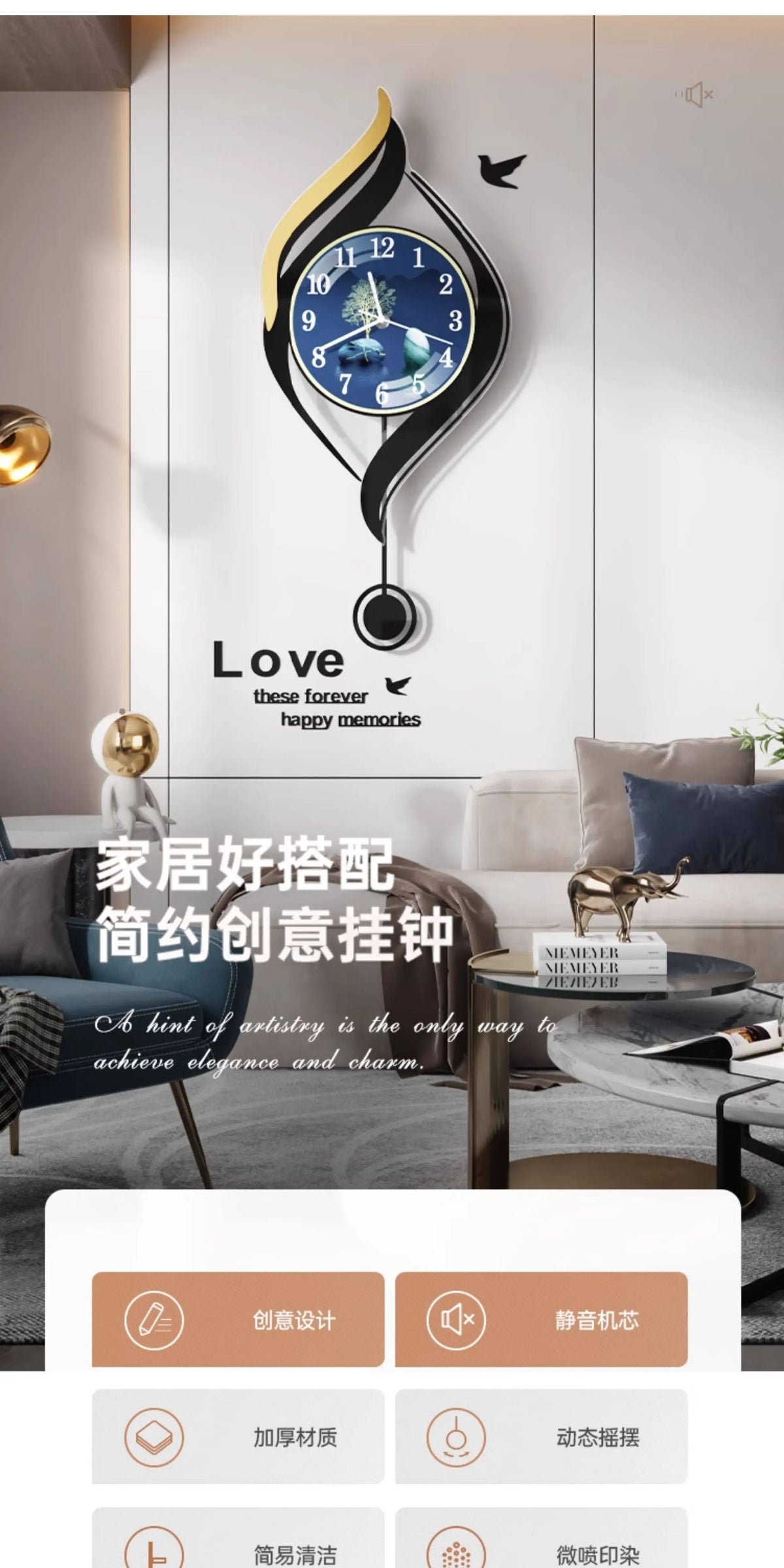 Modern Creative Wall Watch Xenomorph Chinese Style Interior Wall Clocks Luxury Metal Wall Art Reloj Pared Living Room Decoration