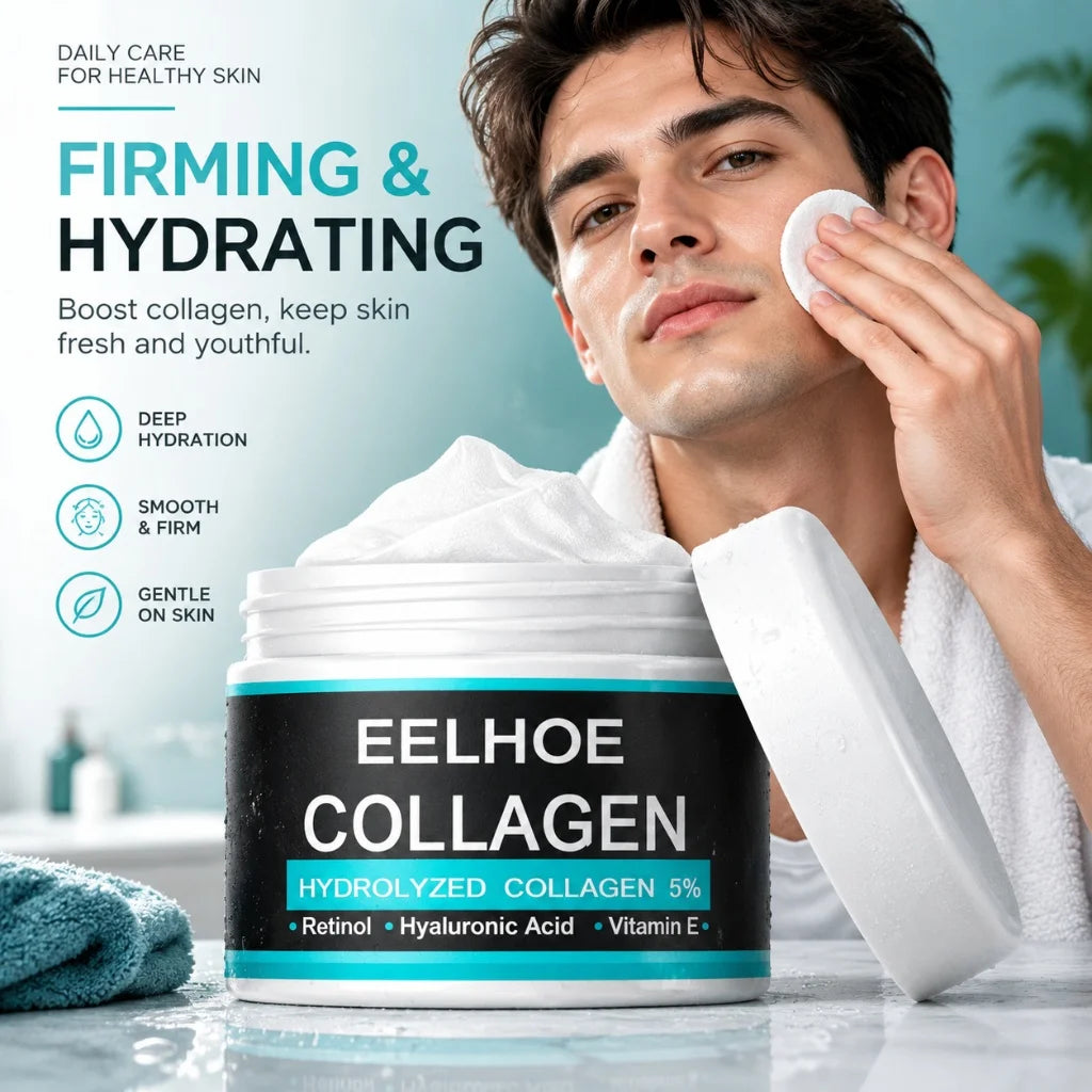 30g Male Collagen Hydrating Cream Hyaluronic Acid Anti Wrinkle Firm Lift Moisturizing Revitalize Tired Dull Facial Skin