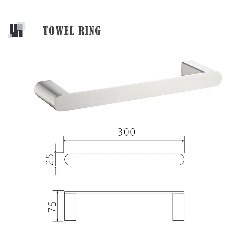 Bathroom Hardware Set Stainless Steel Bathroom Accessories Set Wall Mounted Towel Bar Towel Ring Toilet Paper Roll Holder Set