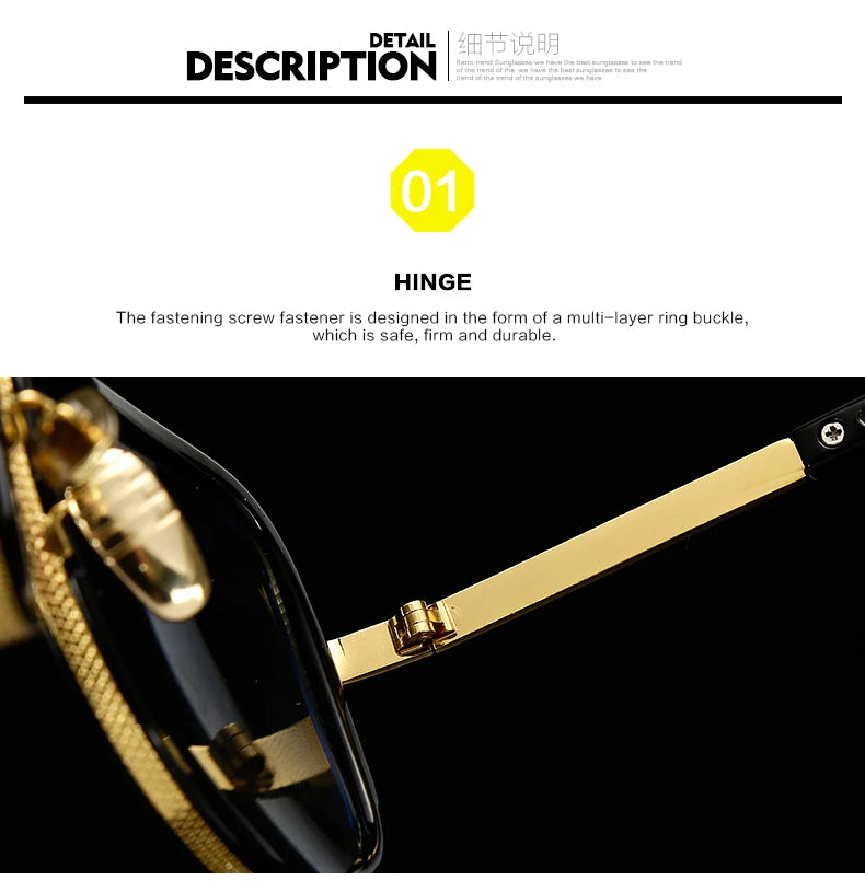 New Fashion Big Frame Sunglasses Men Square Metal Sun Glasses Women Retro Sun Glasses Vintage High Quality