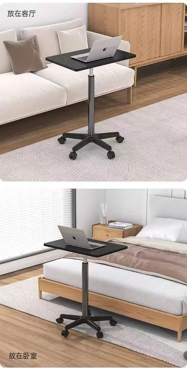 Modern Mobile Adjustable Desk, Dormitory Workstation, Small Bedside Table with Casters, Live Streaming Desk