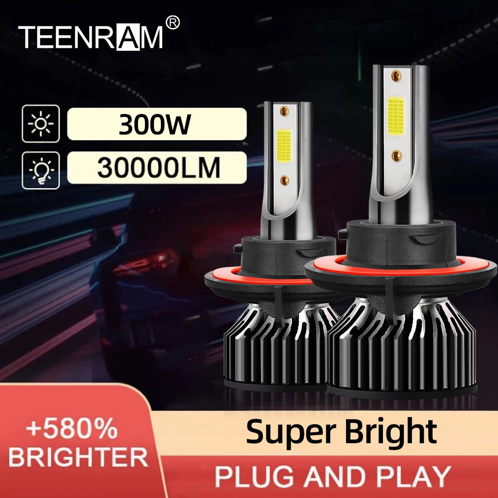 300W Canbus LED Headlights 30000LM H1 H4 H7 H11 9005 HB3 9006 HB4 9012 Turbo Auto Headlamp Bulbs 6000K Car Lamps 12V Fog Lights