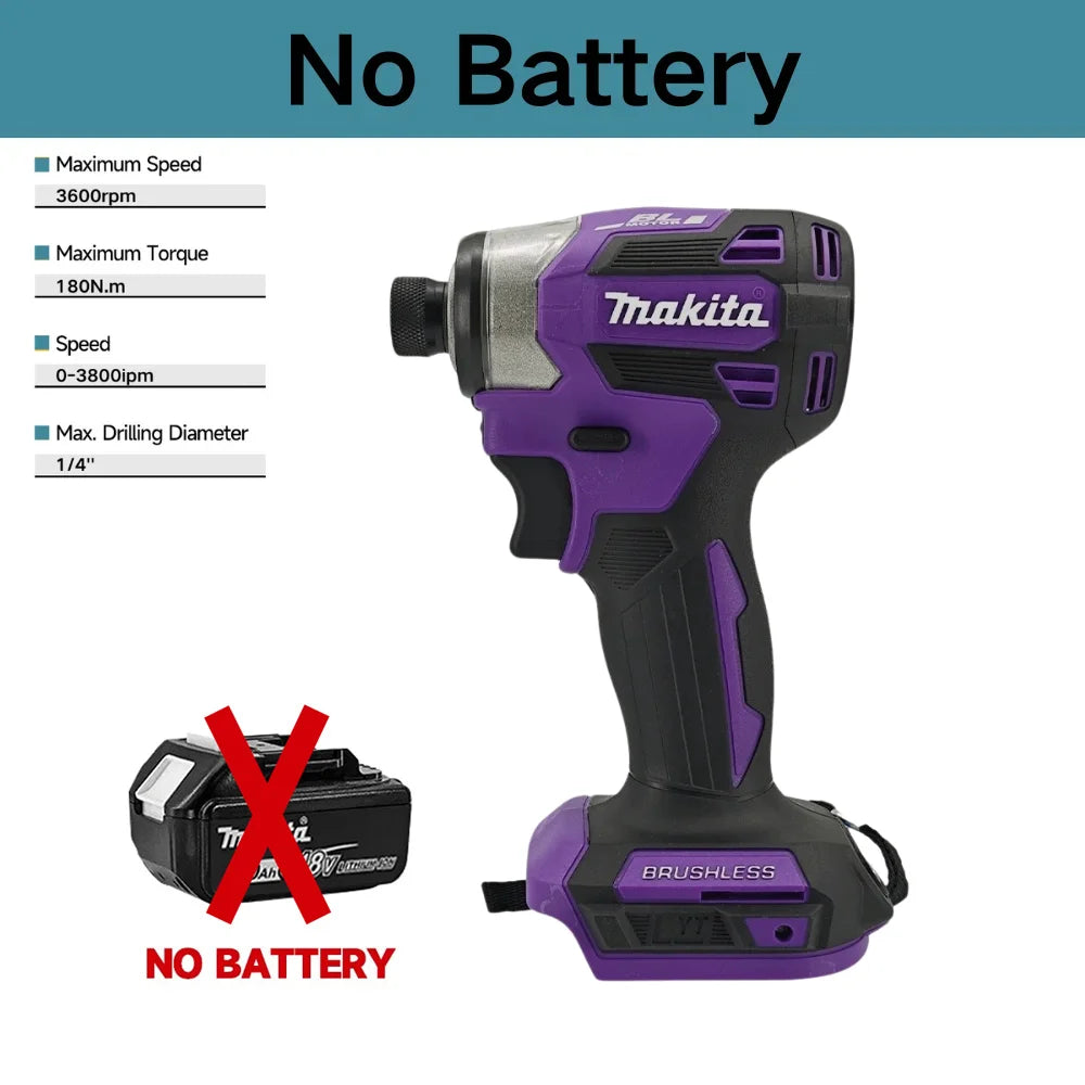 Makita 18V DTD173 Brushless Electric Drill 180Nm Cordless Impact Driver for Home Improvement And DIY Wood/Bolt/T-Mode Power Tool
