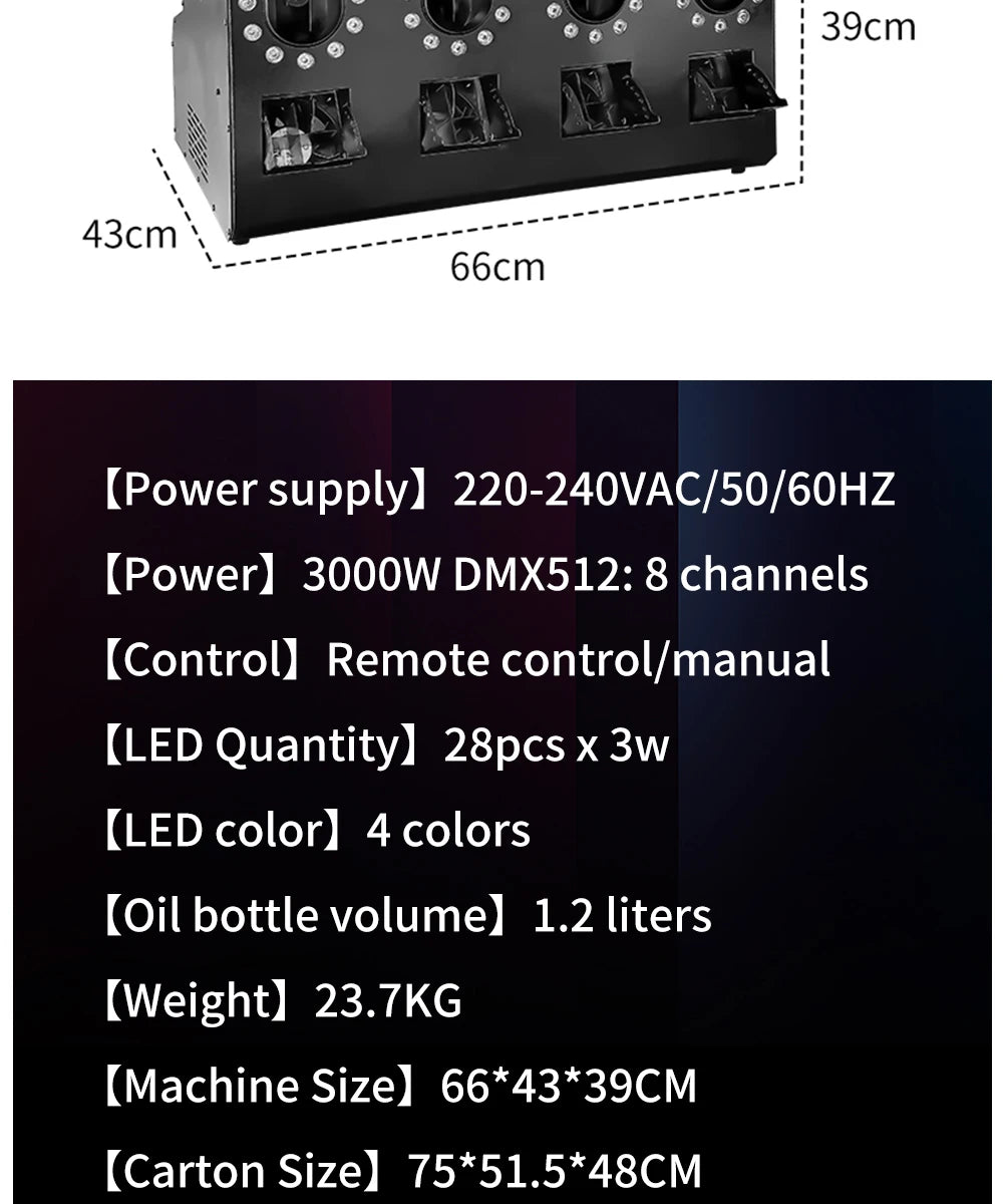 3000W 1500W LED Smoke Bubble Machine Four Holes Double Holes Party Wedding Bubble Spray Machine DMX for Stage Special Effect