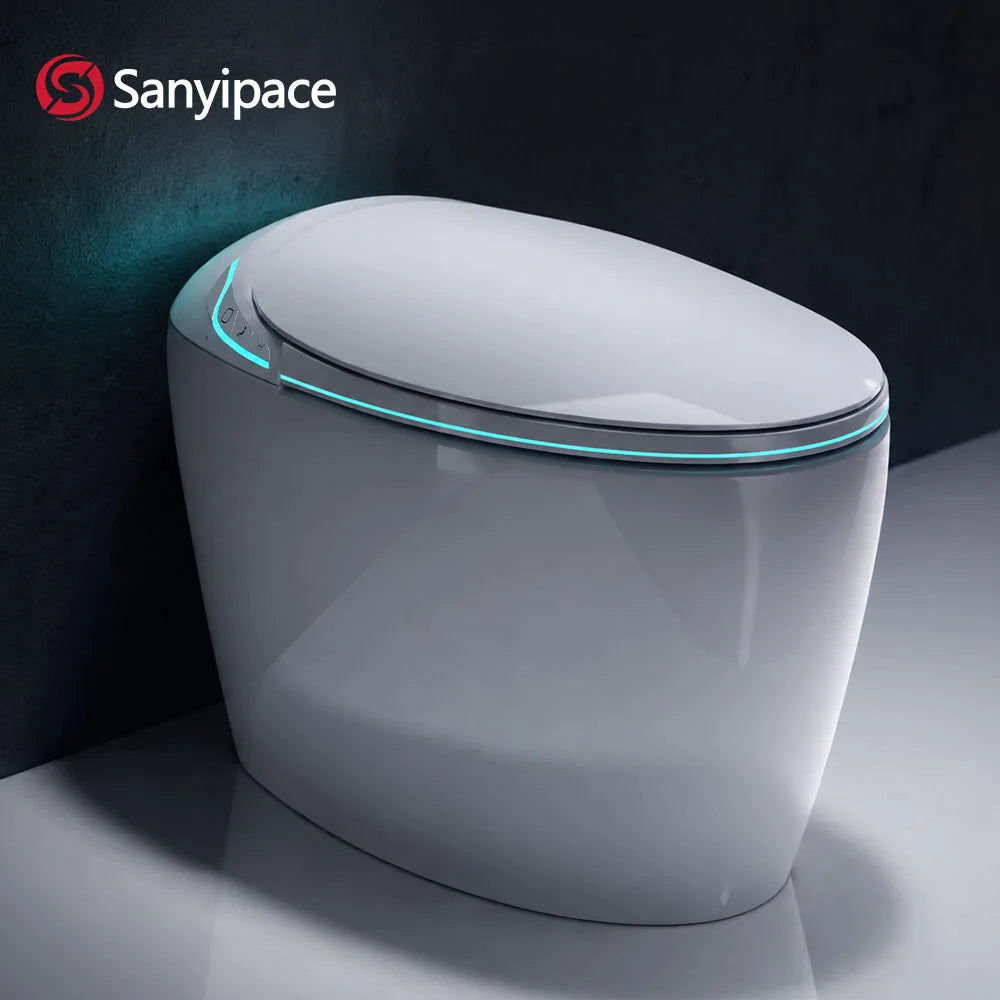 Sanyipace Smart Toilet Seat with Bidet 17.3" ADA Comfort Height Air Dryer Heated Seat Warm Water 1000 Map 360° Auto Flush Toilet