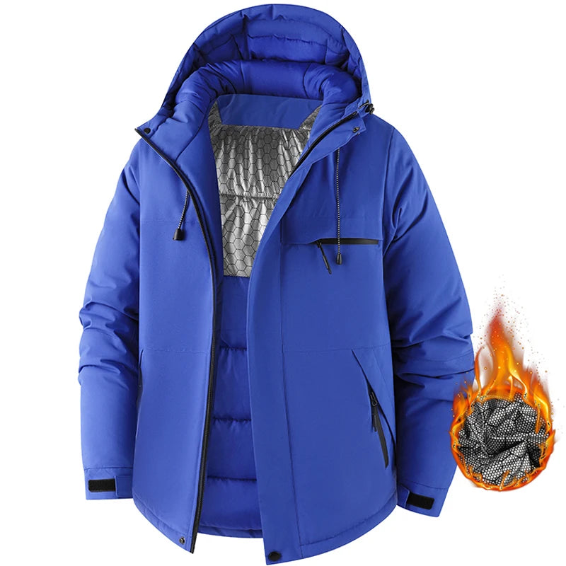 Men's Jacket Stand Collar Stamp Mens Parka Winter New Down Jacket Fleece Warm Jackets Men Business Leisure Coat Baseball Coats