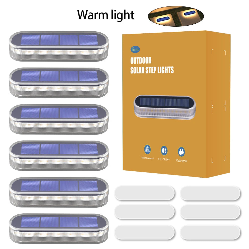 5 Years Lifespan Solar LED Step Lights Waterproof IP68 Outdoor LED Deck Lights Auto ON OFF for Stairs Driveway Deck Walkway Dock