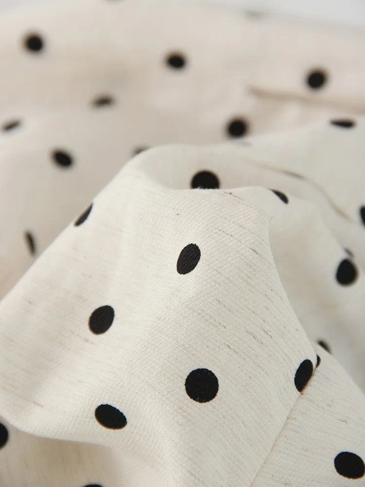 Polka Dot Cotton Linen Pants White Women Wide Leg Summer Spring Baggy Trousers For Woman High  Waist Linen Loose Pants Women