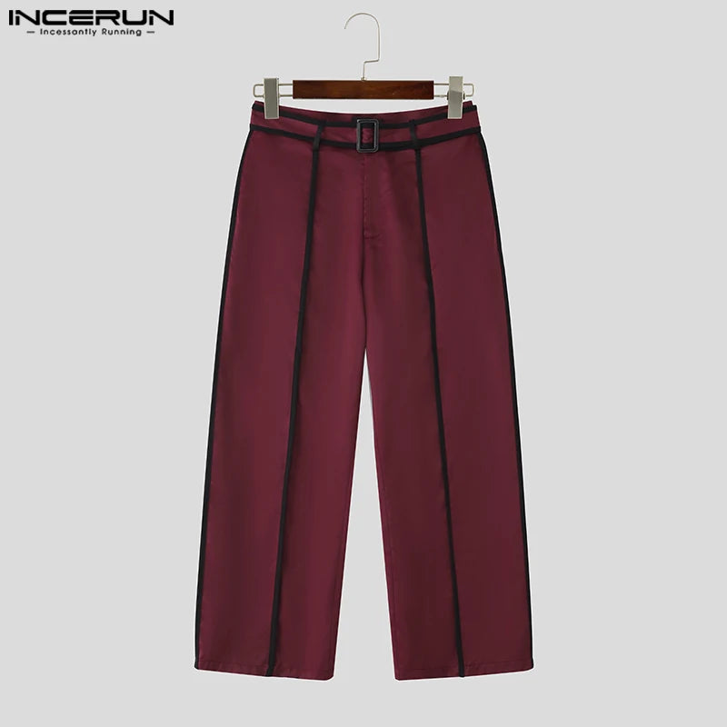 INCERUN Men Sets Patchwork Autumn 2025 Lapel Long Sleeve Crop Blazer & Pants Two Pieces Sets Streetwear Loose Fashion Men Suits