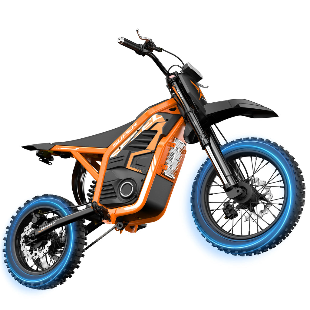 Eskute Nova X Electric Dirt Bike for Teens & Adults, 14"/12" Fat Tire Electric Motorcycle, 48V23AH Battery Nova Ebike 35-46MPH Ebike, Full Suspensions E-Moped for Kids, Teens & Adult