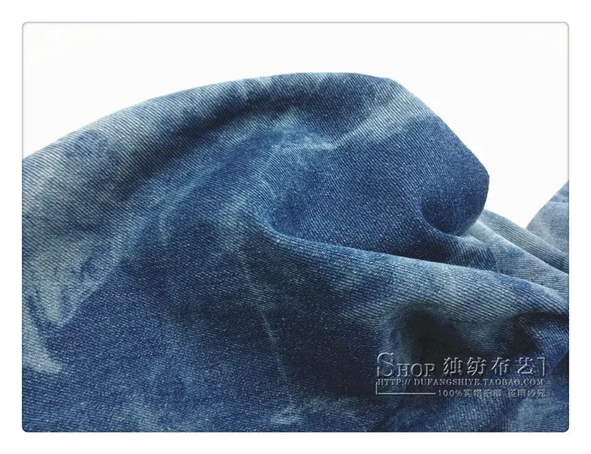 Fashion Tie-dye Black Denim Fabric By The Meter for Hats Clothing Skirts Sewing High-grade Thickend Jeans Needlework Comfortable