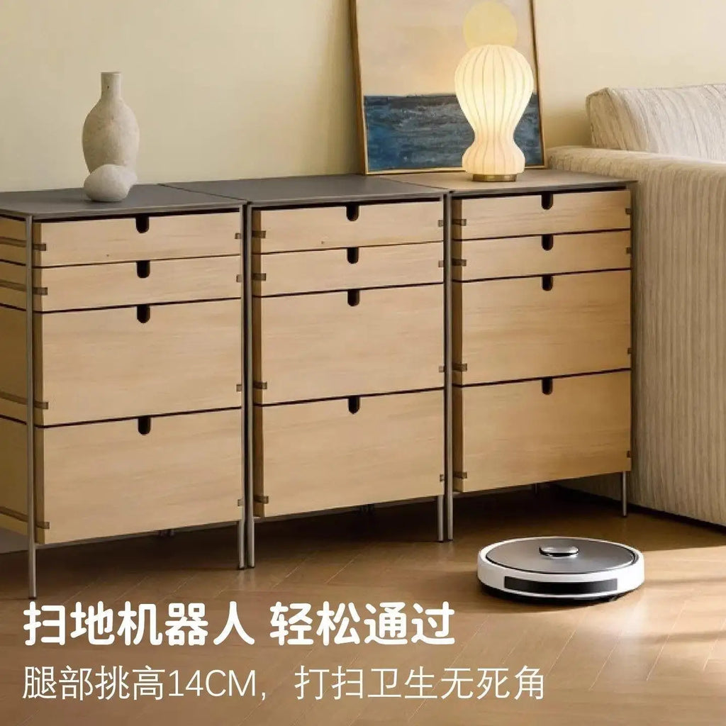 Medieval style living room combination storage cabinet, locker, solid wood household drawer, stainless steel dining side cabinet