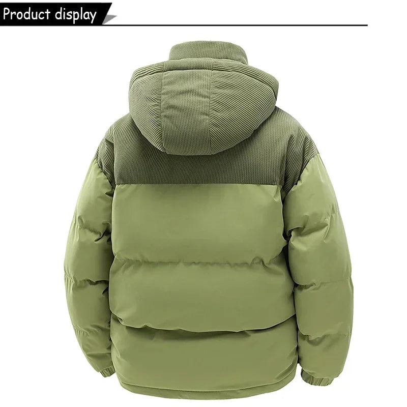 Winter Men Waterproof Windproof Casual Jacket Mens Puffer Hooded Fashion Jacket Man Outdoor Loose Thick Jacket Windbreaker Parka