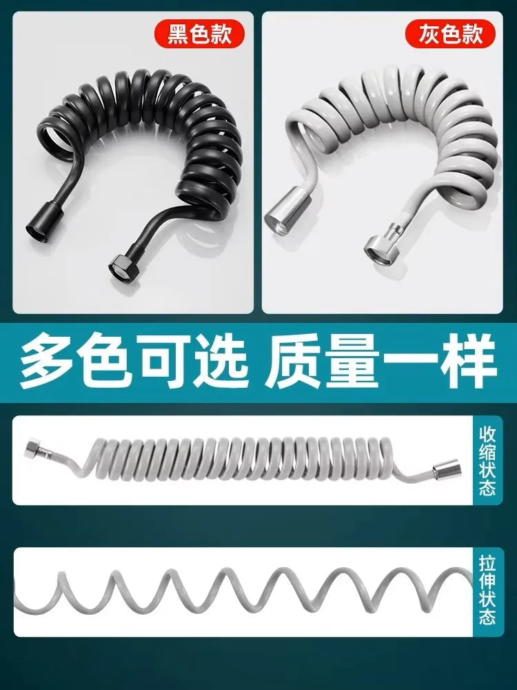 New 1.5/2/3/5M Gold Spring Flexible Retractable Hose For Shower Head Toilet Bidet Shower Water Pipe Water Plumbing Toilet Hose