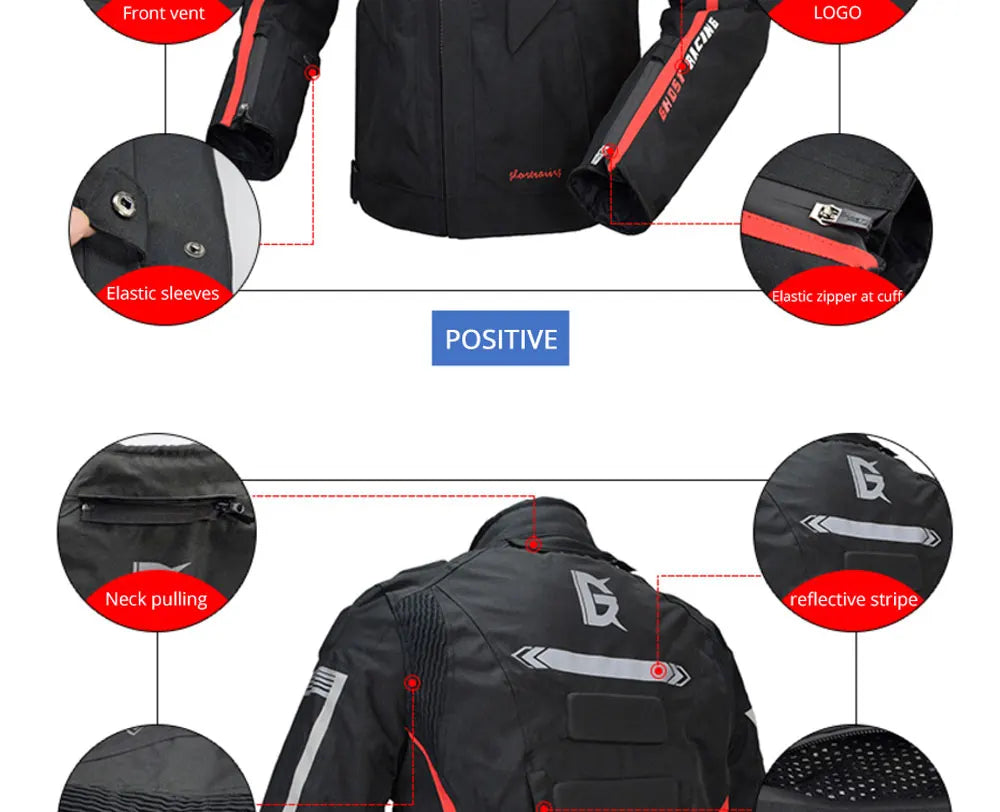 Winter Warm Motorcycle Jacket Cold-proof Waterproof Motorbike Motocross Riding Jacket Men's Chaqueta Moto Protective Gear M-5XL