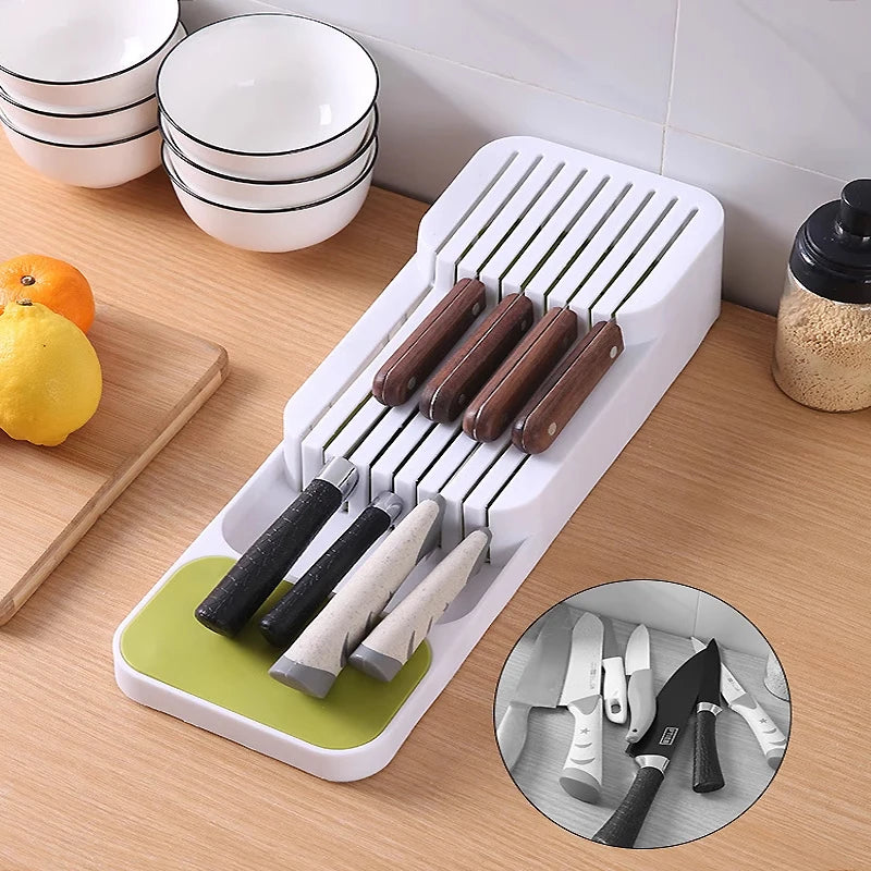 Kitchen Cutlery Organizer Knife Storage Spoon Forks Compartment Tableware Organizer Spice Bottle Storage Box