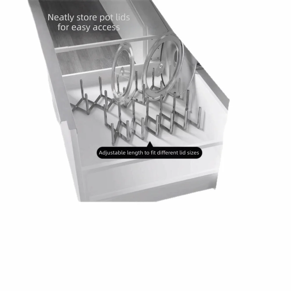 Stainless Steel Telescopic Rack Telescopic Design Foldable Pot Cover Storage Adjustable Retractable Kitchen Storage Tray
