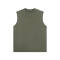 230g Pure Cotton European and American High Street Retro Washed Distressed Sleeveless Vest Men's Casual Loose Shoulder T-shirt